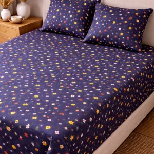 Cotton Bedsheet with - WHITE SMALL FLORAL