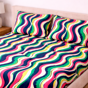 Cotton Bedsheet with Wave design - multi color