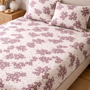 Cotton Bedsheet with  Brown mini floral