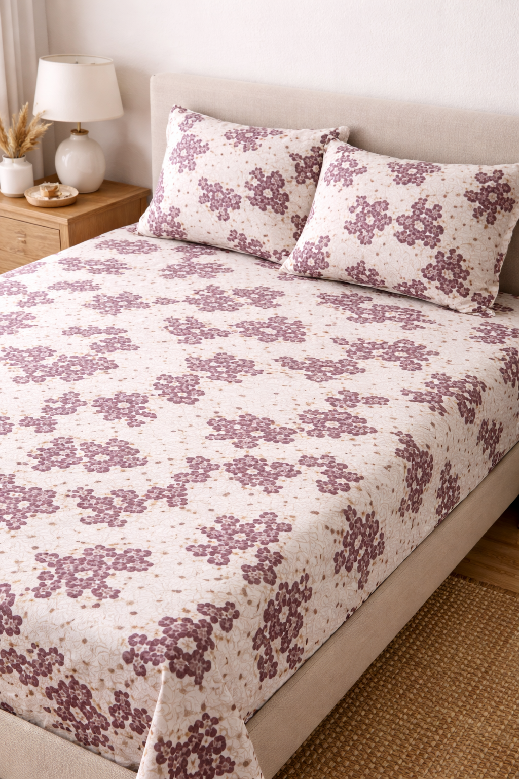 Cotton Bedsheet with Brown mini floral