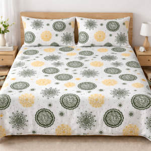 Cotton Bedsheet with - White Green floral