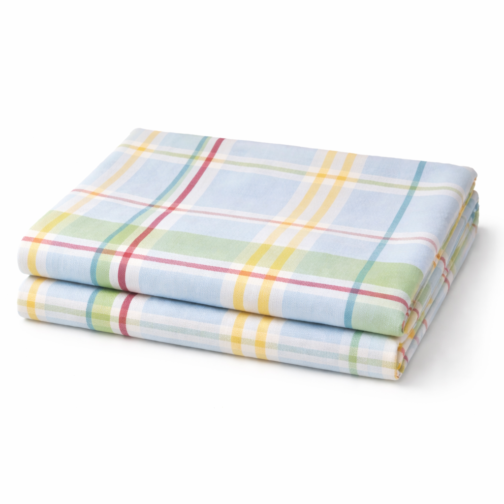 Cotton Bedsheet with - Green check - Image 4
