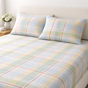 Cotton Bedsheet with - Green check