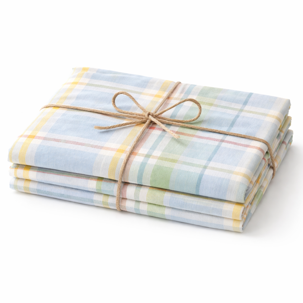 Cotton Bedsheet with - Green check - Image 2