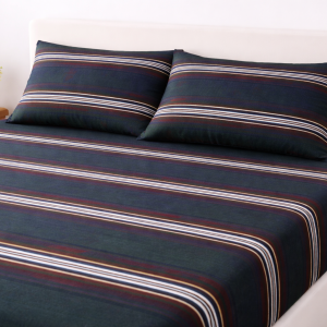 Cotton Bedsheet with  Green Stripe