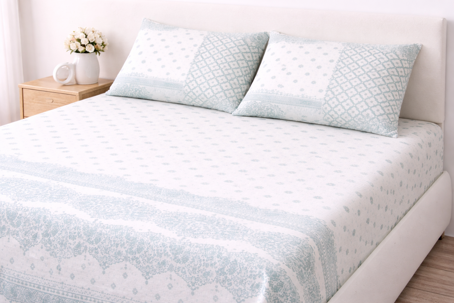 Cotton Bedsheet with Green Design