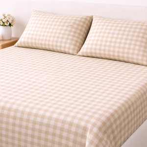 Cotton Bedsheet with  Brown Check