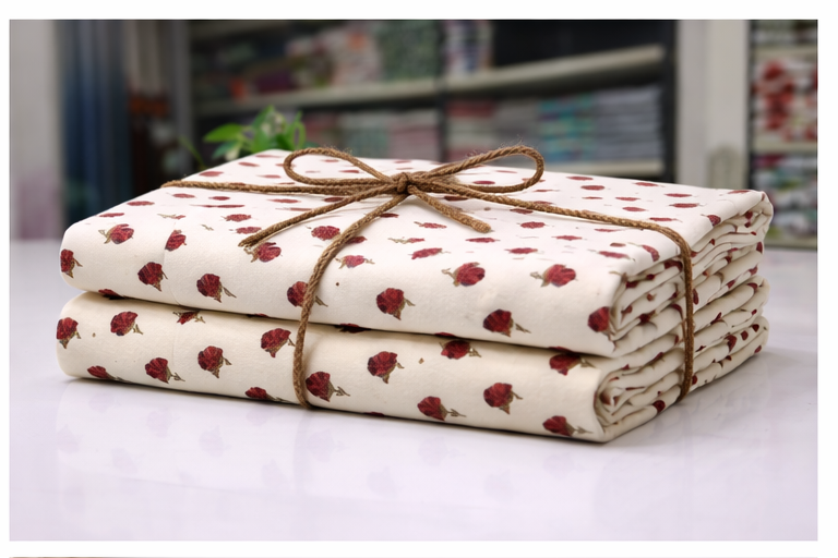 Cotton Bedsheet with CREAM WITH RED ROSE - Image 3