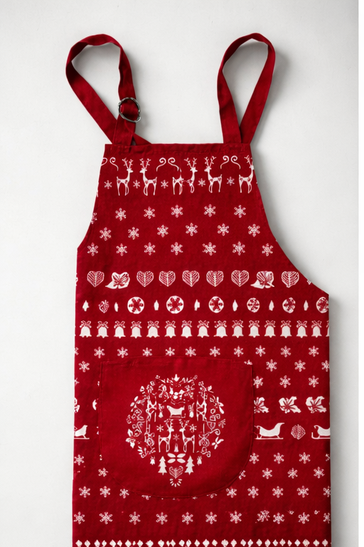 Cotton Apron with design - Red with design