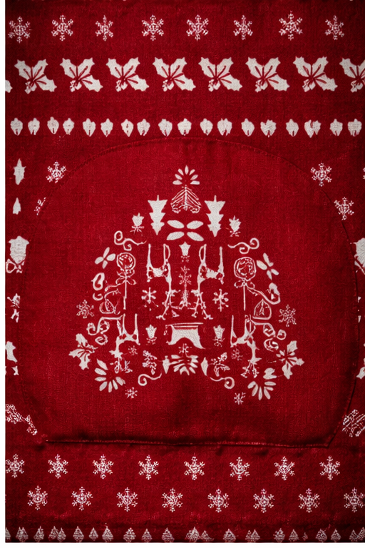 Cotton Apron with design - Red with design - Image 2