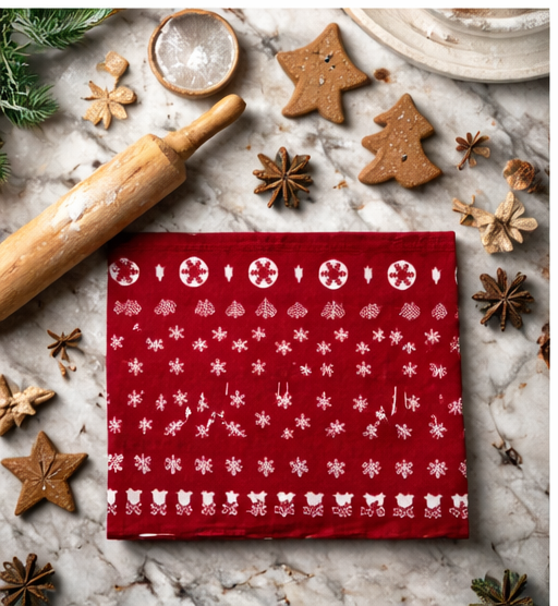 Cotton Apron with design - Red with design - Image 4