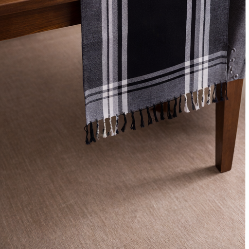 Cotton TABLE RUNNER with design - BLACK & GREY - Image 3