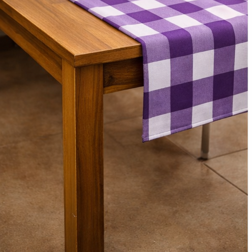 Cotton TABLE RUNNER with design - PURPLE CHECK