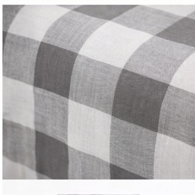 Cotton TABLE RUNNER with design - GREY CHECK