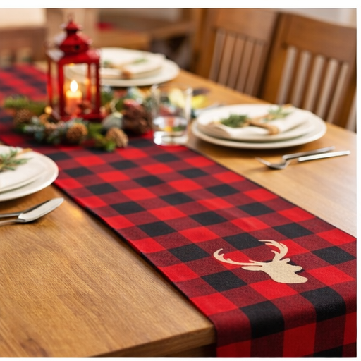 Cotton TABLE RUNNER with design - RED DEER - Image 4